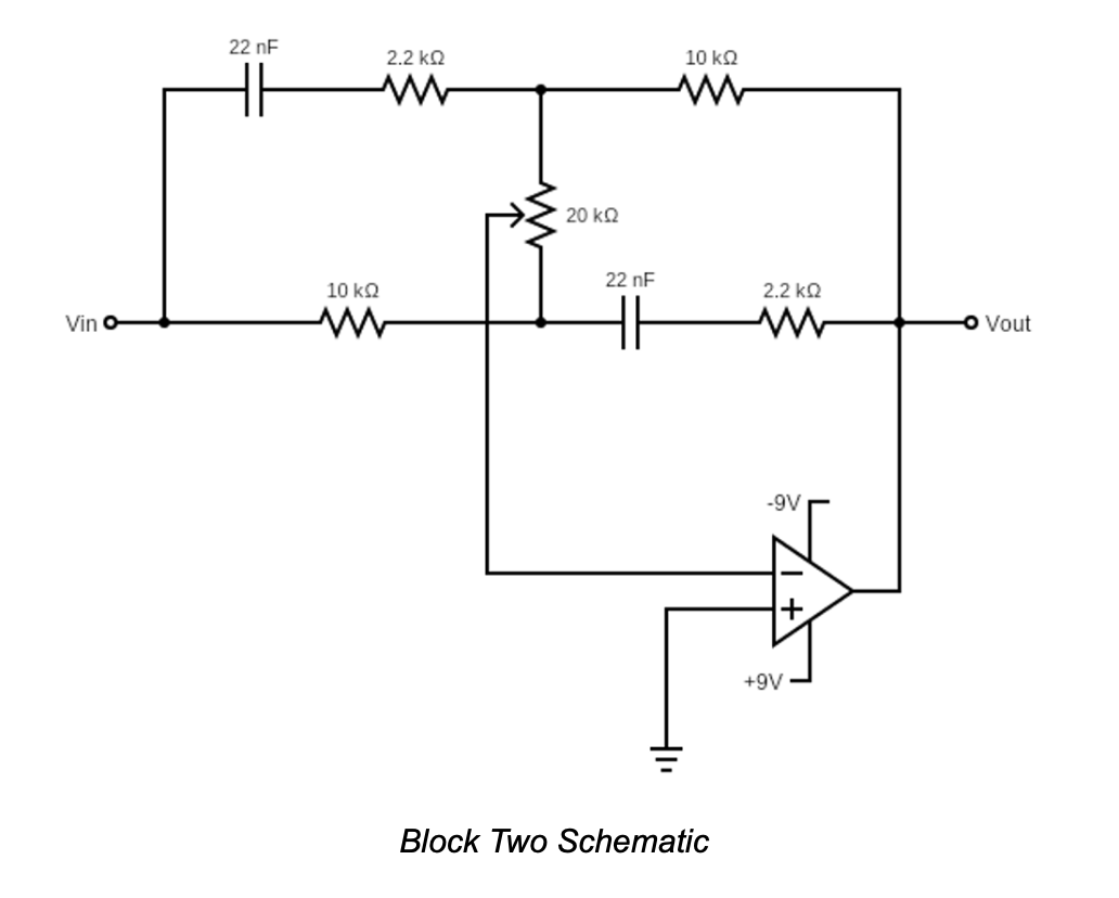 Tone control RC network with potentiometer